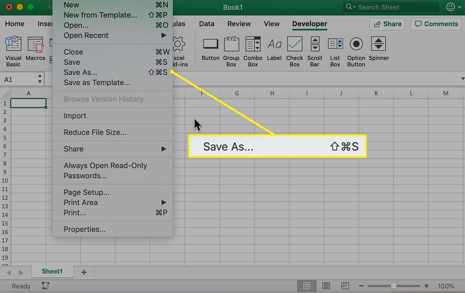 add a command button in excel for mac